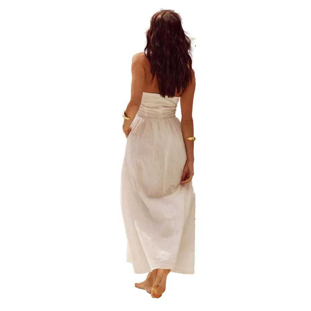 Femme portant Robes Evelore | Robe longue élégante à encolure ras du cou pour femmes