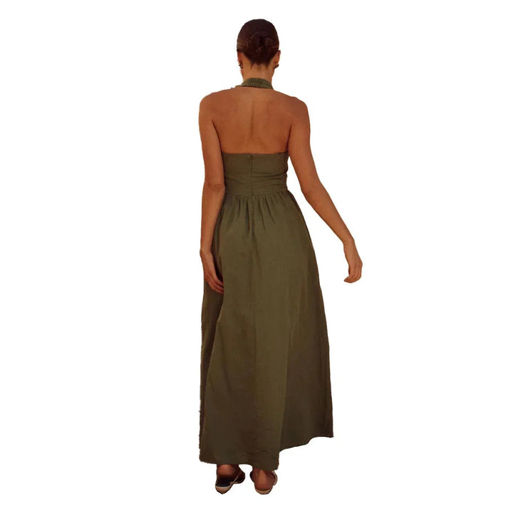 Femme portant Robes Evelore | Robe longue élégante à encolure ras du cou pour femmes