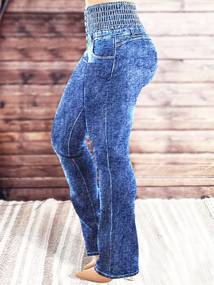 Femme portant Jean flare Ferlyna | Jean flare sculptant taille haute stretch