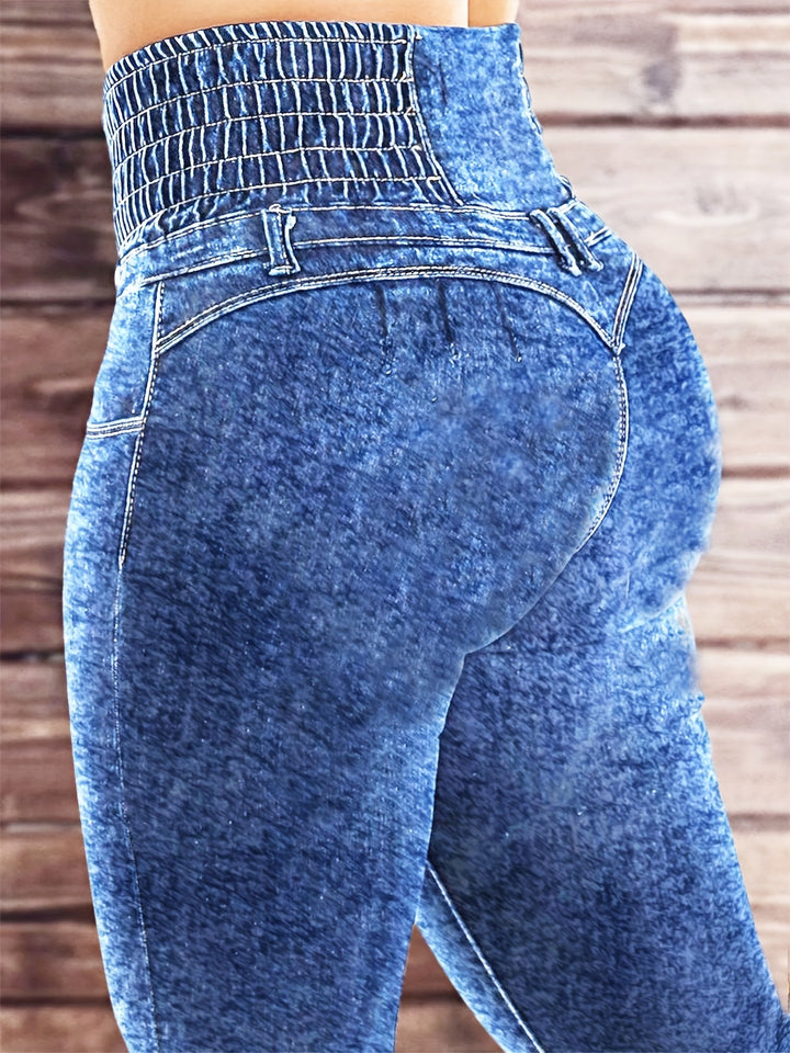 Femme portant Jean flare Ferlyna | Jean flare sculptant taille haute stretch