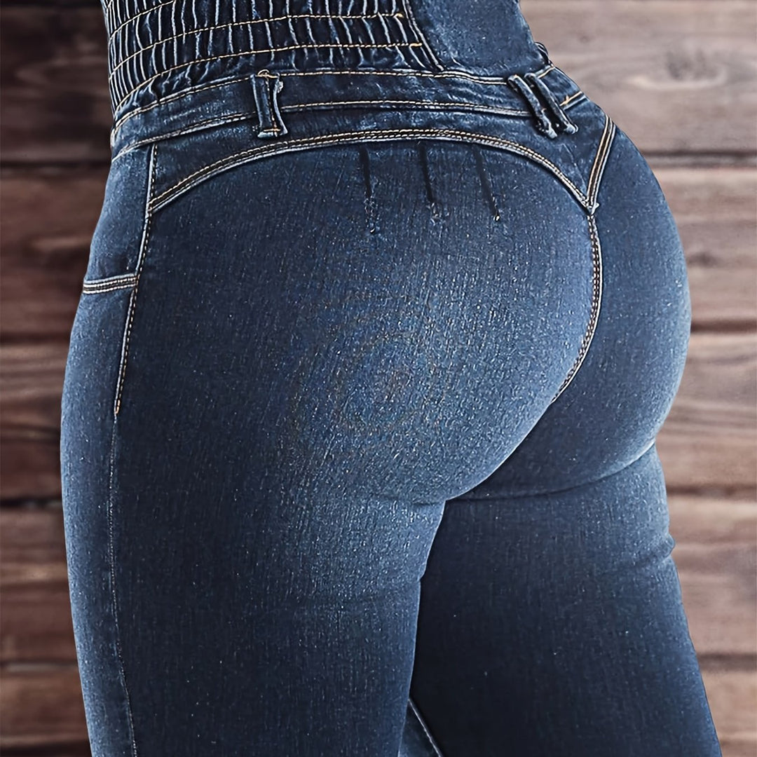 Femme portant Jean flare Ferlyna | Jean flare sculptant taille haute stretch