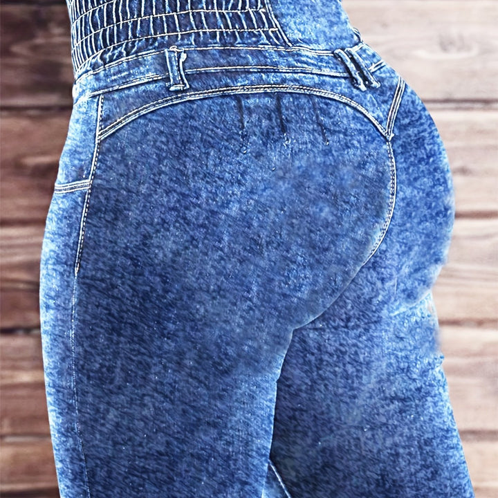 Femme portant Jean flare Ferlyna | Jean flare sculptant taille haute stretch