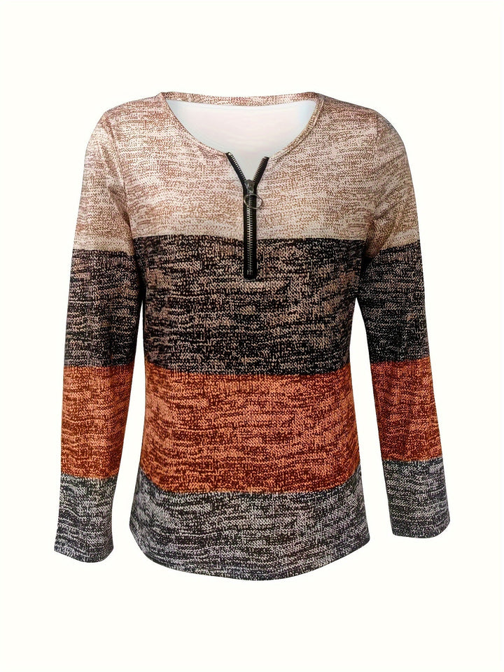 Femme portant T-Shirt Irmelia | T-shirt zippé imprimé graphique