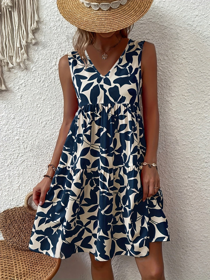 Femme portant Robes Isalynn | Robe courte élégante sans manches pour femme
