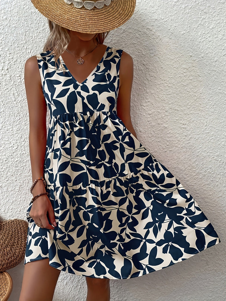 Femme portant Robes Isalynn | Robe courte élégante sans manches pour femme