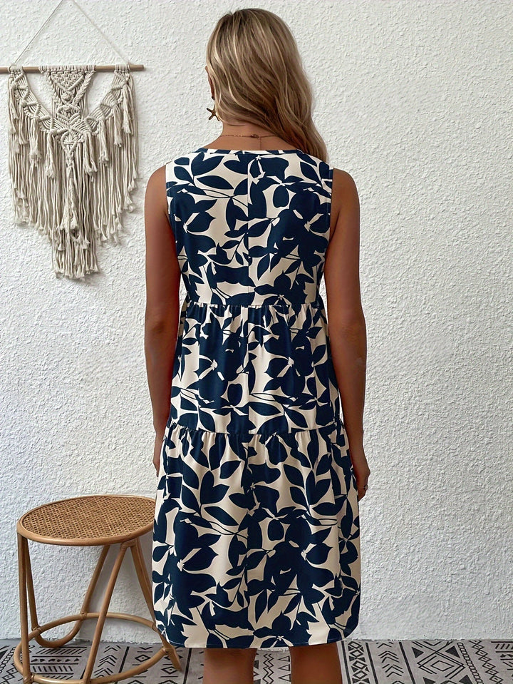 Femme portant Robes Isalynn | Robe courte élégante sans manches pour femme