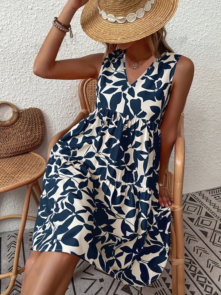 Femme portant Robes Isalynn | Robe courte élégante sans manches pour femme