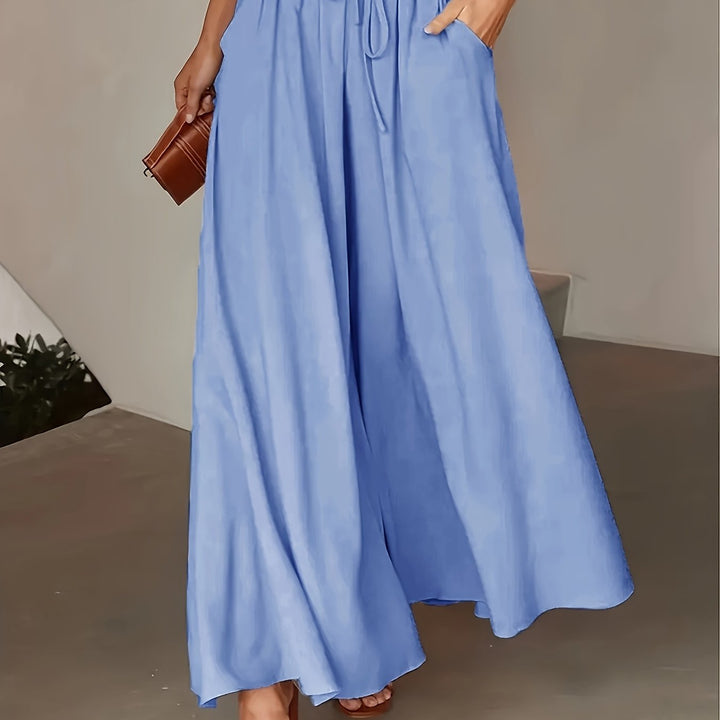 Femme portant Pantalon large Ismara | Pantalon ample à taille nouée