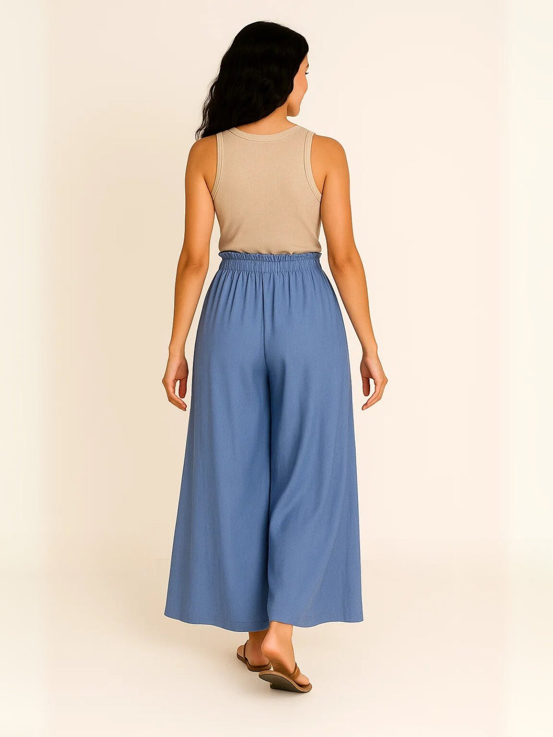 Femme portant Pantalon large Ismara | Pantalon ample à taille nouée