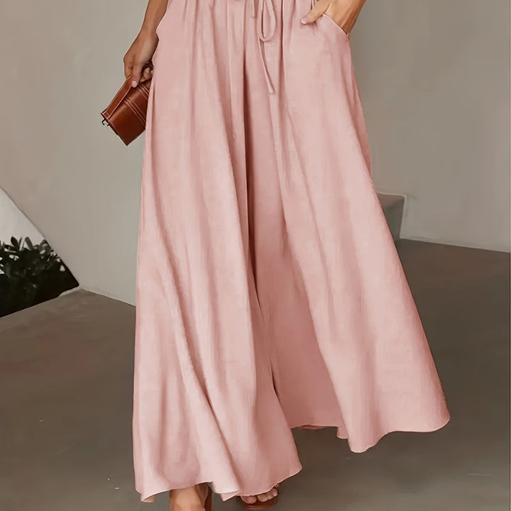 Femme portant Pantalon large Ismara | Pantalon ample à taille nouée