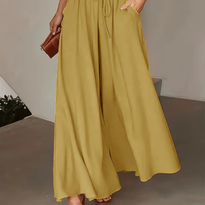 Femme portant Pantalon large Ismara | Pantalon ample à taille nouée