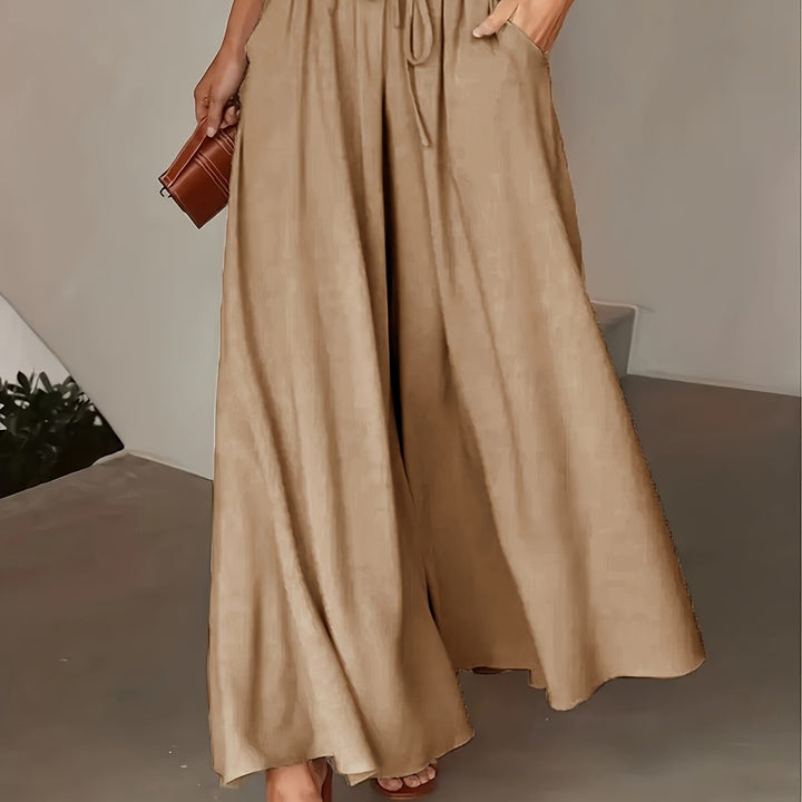 Femme portant Pantalon large Ismara | Pantalon ample à taille nouée