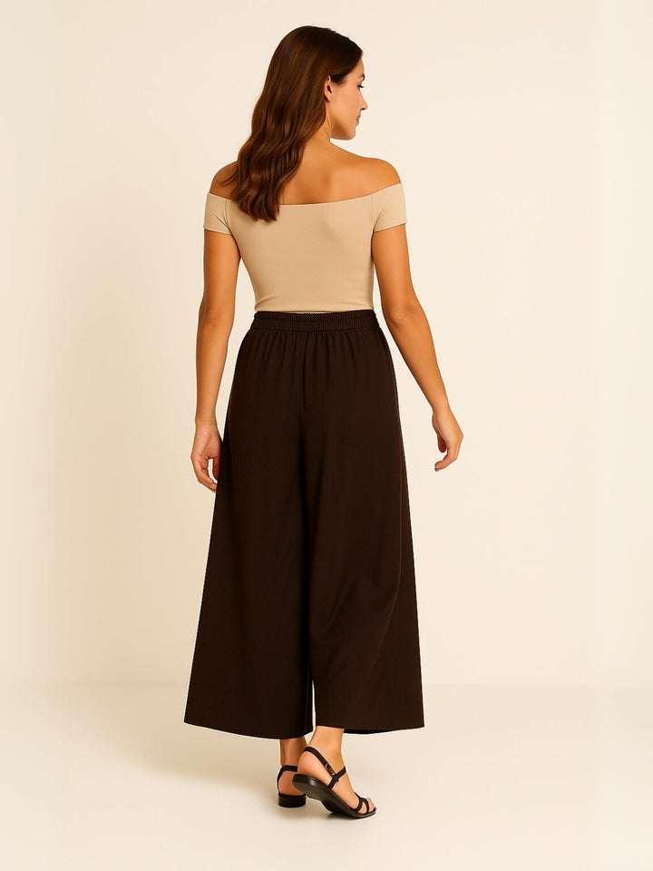 Femme portant Pantalon large Ismara | Pantalon ample à taille nouée