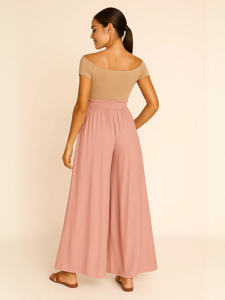 Femme portant Pantalon large Ismara | Pantalon ample à taille nouée