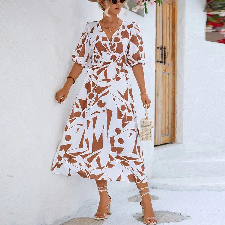 Femme portant Robes Isolde | Robe à Col en V pour Femmes