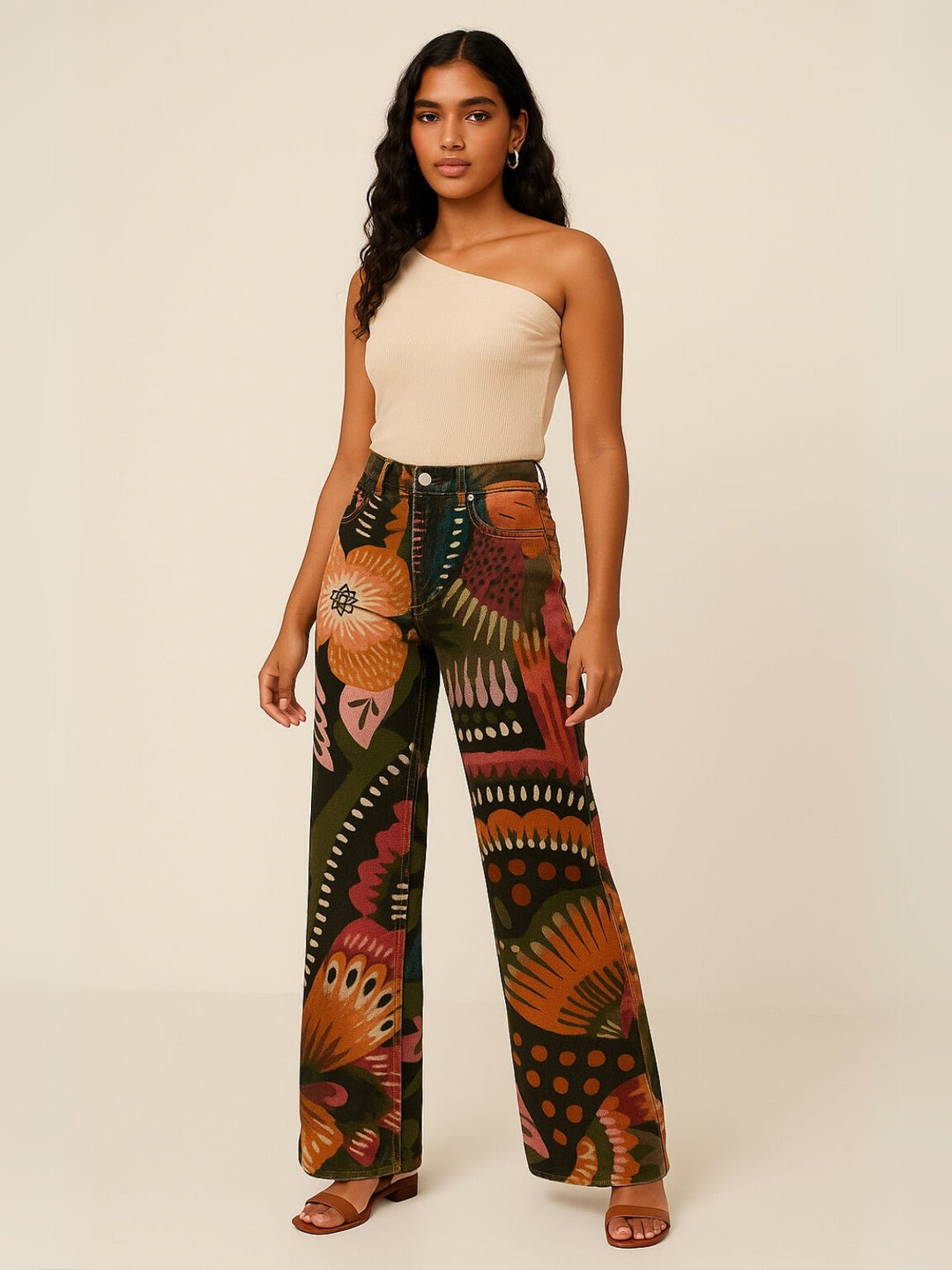 Femme portant Jean Vintage Liora | Pantalon Boho Vintage