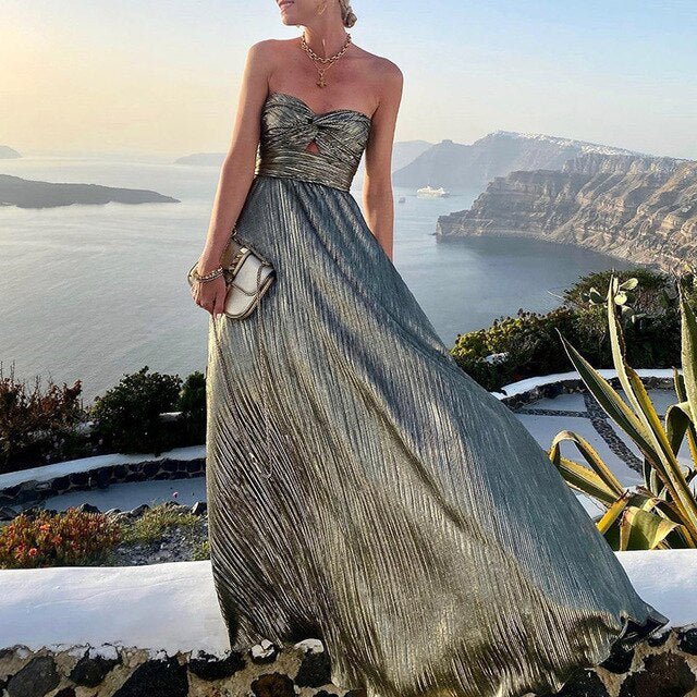 Femme portant Robe de soirée longues Lirianne | Robe Longue Fluide
