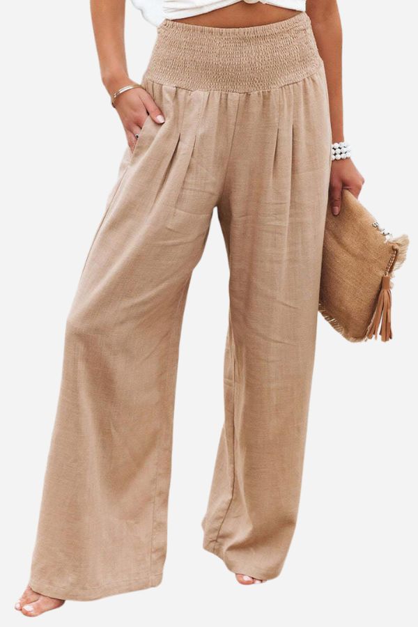 Femme portant Pantalons Lorenza | Pantalon Palazzo Taille Haute pour Femmes | Élégance et Confort