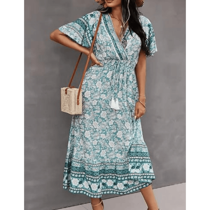 Femme portant Robes Lunelise | Robe maxi bohème d’été pour femme