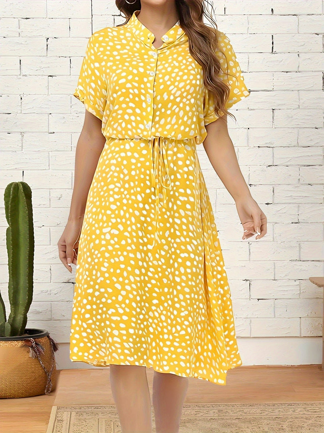 Femme portant Robes Lycinia | Femme Robe Élégante à Cordon Imprimé