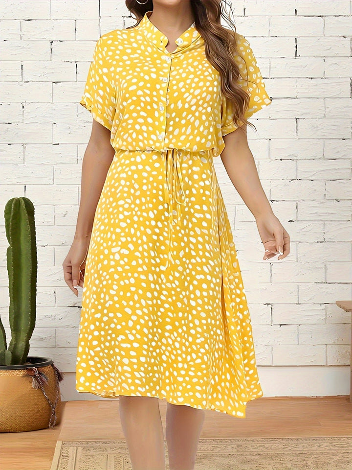 Femme portant Robes Lycinia | Femme Robe Élégante à Cordon Imprimé