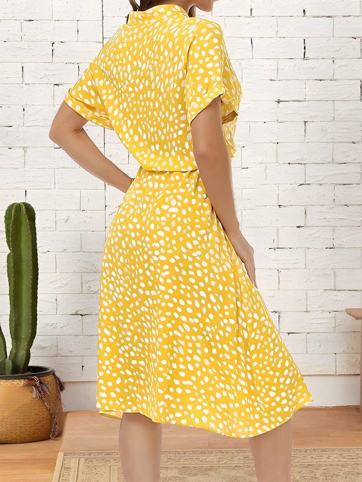Femme portant Robes Lycinia | Femme Robe Élégante à Cordon Imprimé
