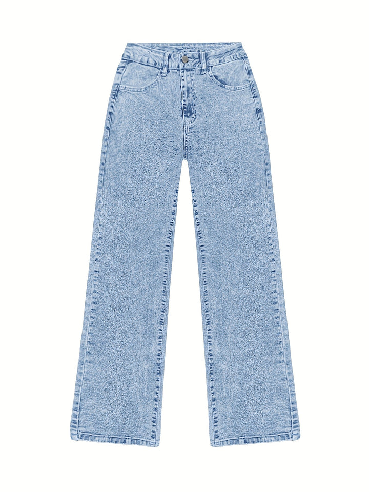 Femme portant Jean taille haute Maelina | Jean slim droit stretch taille haute