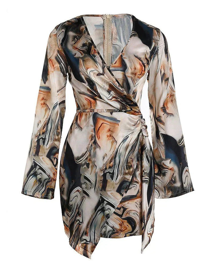 Femme portant Robe sexy Marilys | Robe portefeuille imprimée