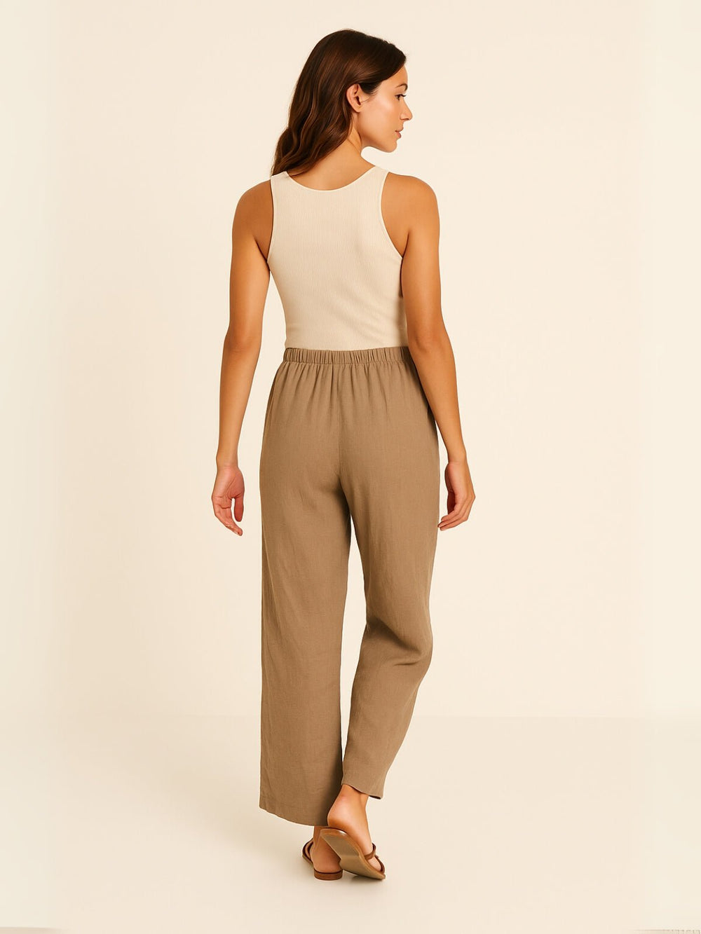 Femme portant Pantalon en lin Mariselle | Pantalon en lin fluide