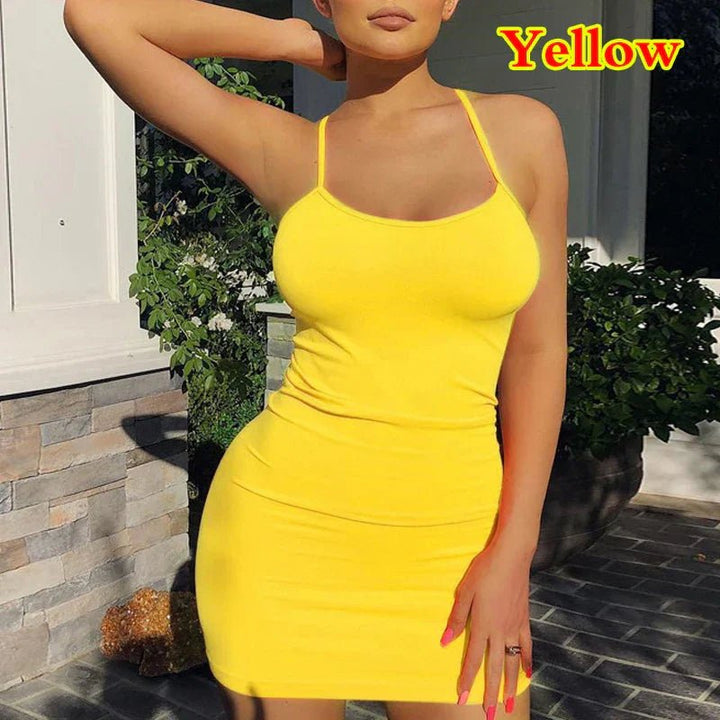 Femme portant Robes Meliora | Mini robe élégante à bretelles spaghetti pour femme