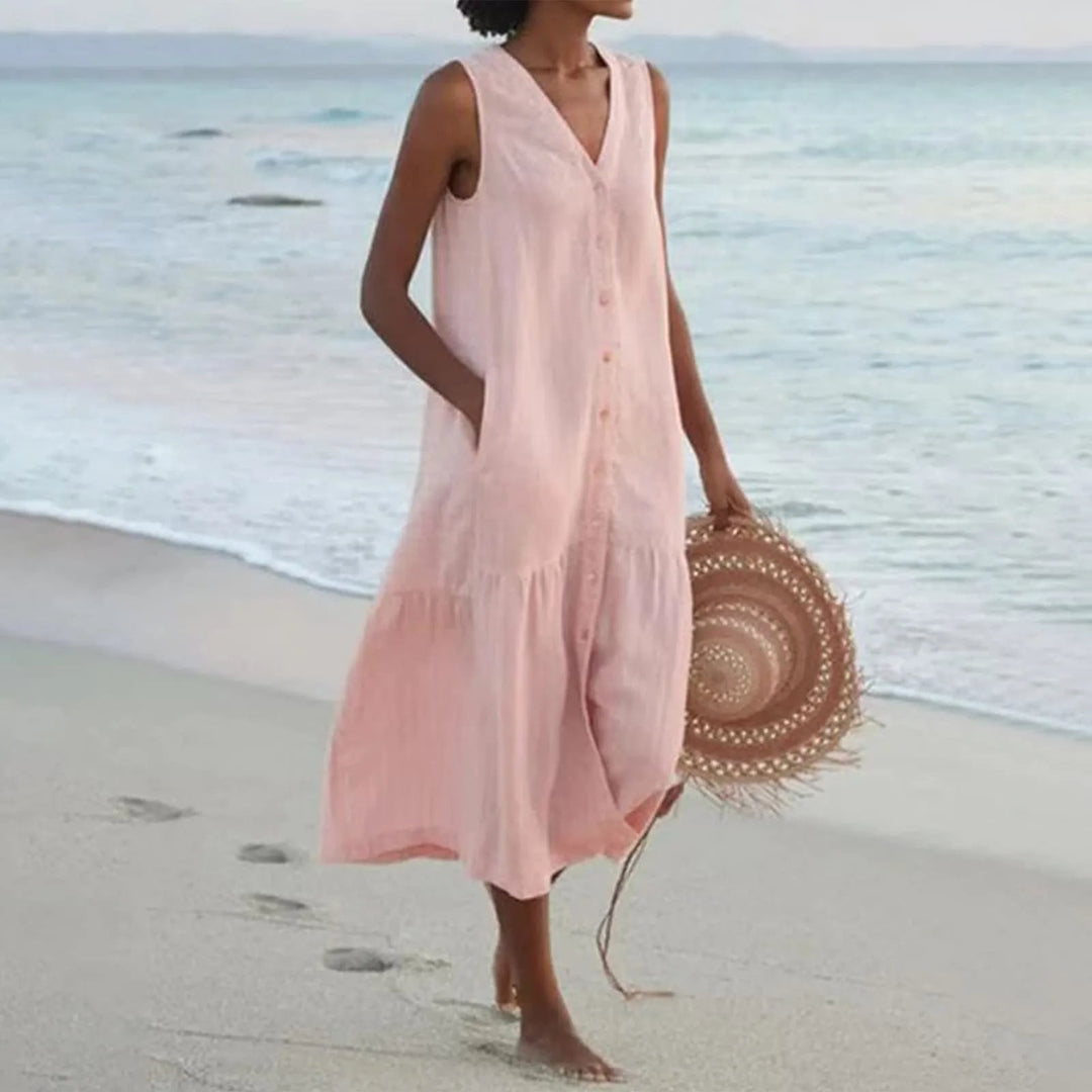 Femme portant Robes Melisandre | Robe à col en V élégante pour femme