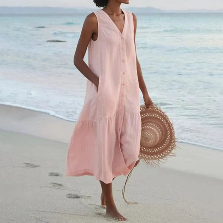 Femme portant Robes Melisandre | Robe à col en V élégante pour femme