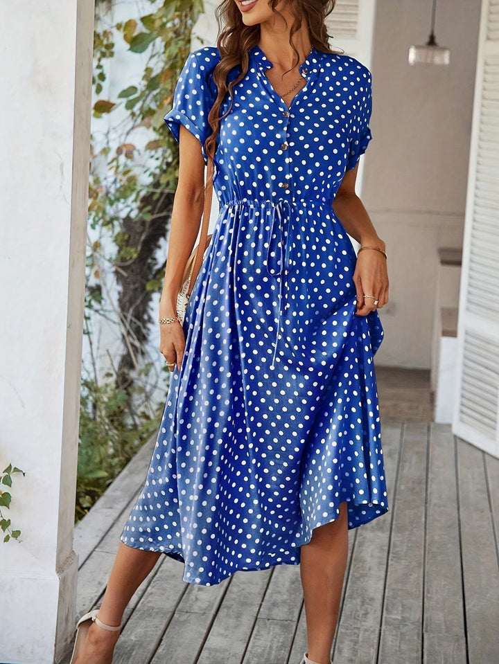 Femme portant Robes Mirabelle | Robe à pois à col en V pour femme