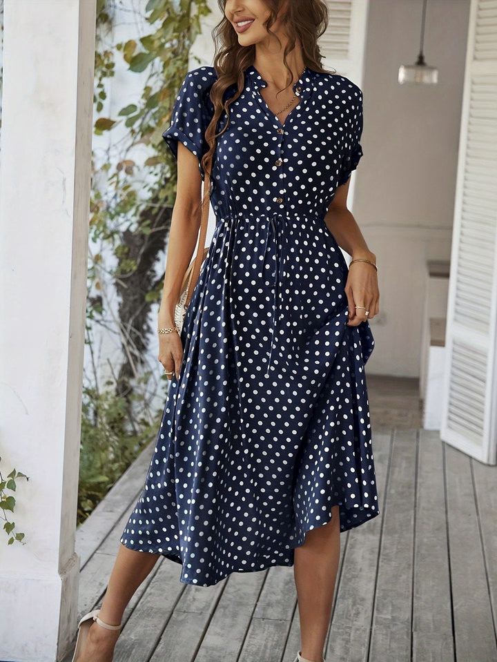 Femme portant Robes Mirabelle | Robe à pois à col en V pour femme