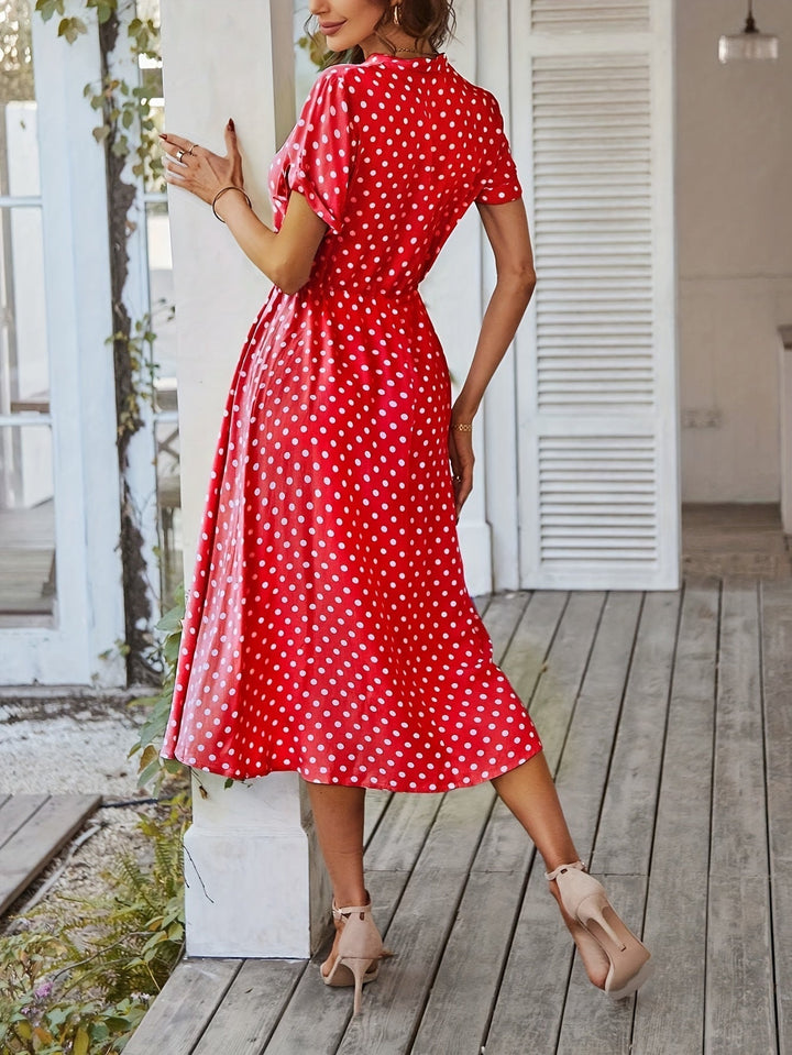 Femme portant Robes Mirabelle | Robe à pois à col en V pour femme