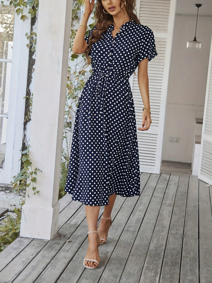 Femme portant Robes Mirabelle | Robe à pois à col en V pour femme