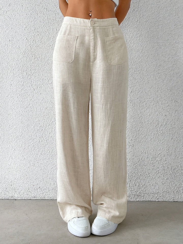 Femme portant Pantalon fluide Naelya | Pantalon fluide en lin doux