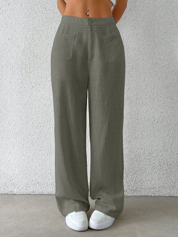 Femme portant Pantalon fluide Naelya | Pantalon fluide en lin doux