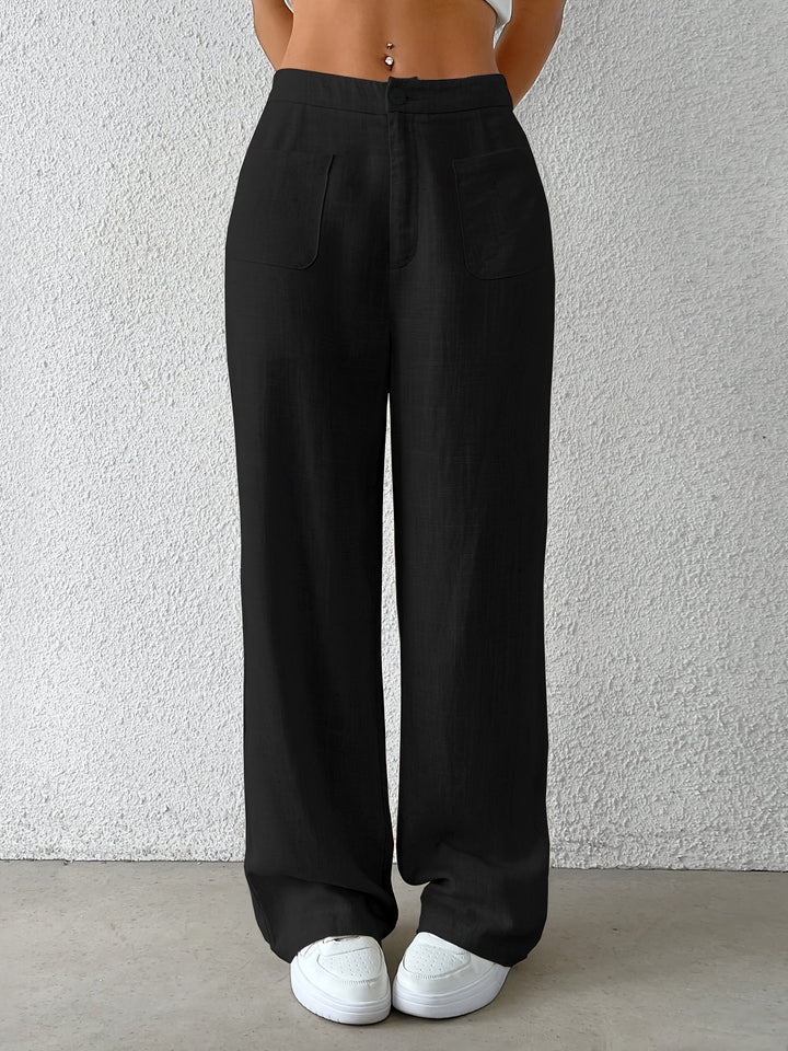 Femme portant Pantalon fluide Naelya | Pantalon fluide en lin doux