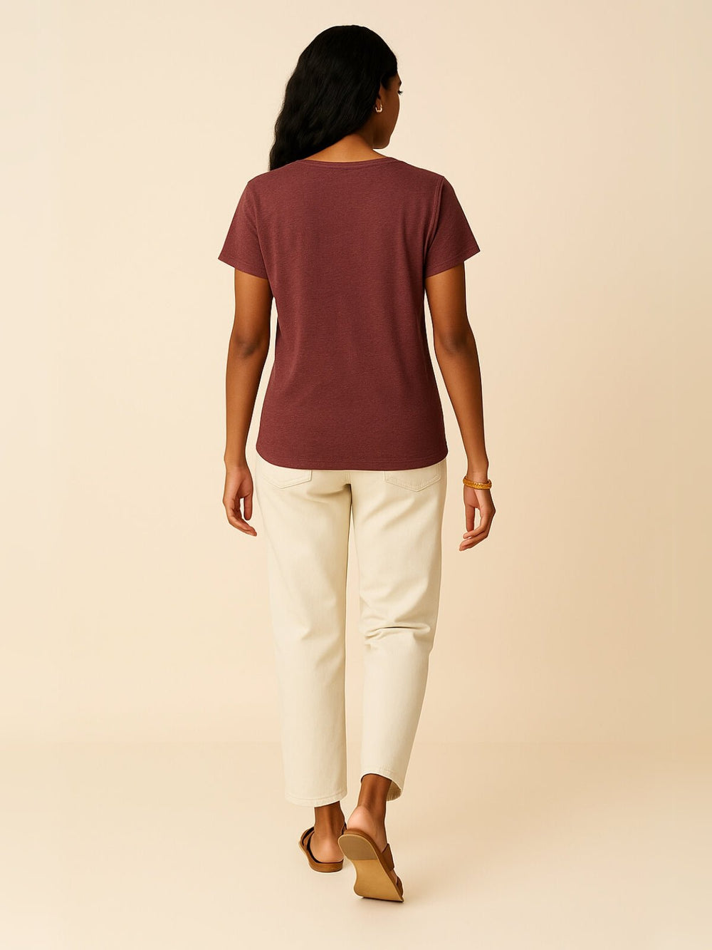 Femme portant Blouse Naylia | Blouse légère à col mao boutonnée