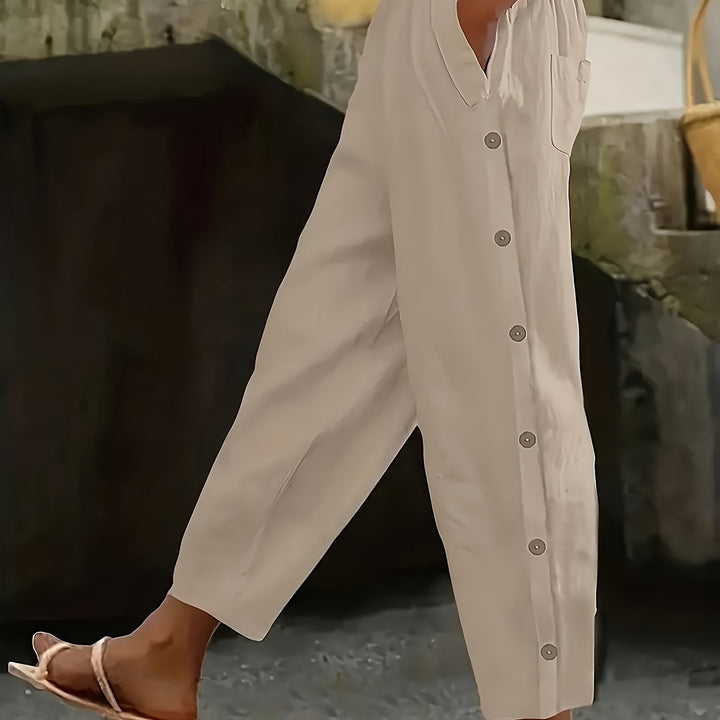 Femme portant Pantalon vintage Norella | Pantalon droit à boutons élégants