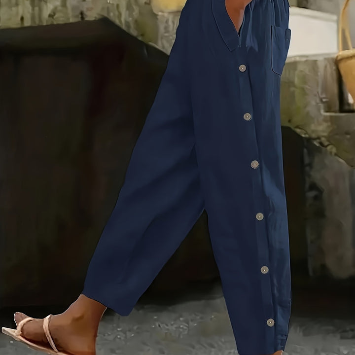 Femme portant Pantalon vintage Norella | Pantalon droit à boutons élégants