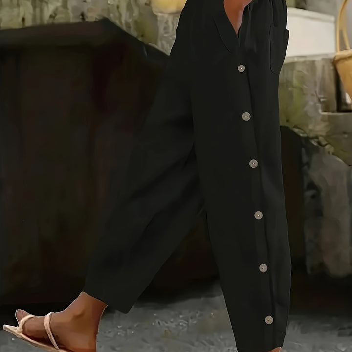 Femme portant Pantalon vintage Norella | Pantalon droit à boutons élégants