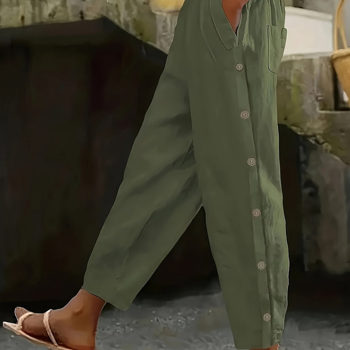 Femme portant Pantalon vintage Norella | Pantalon droit à boutons élégants