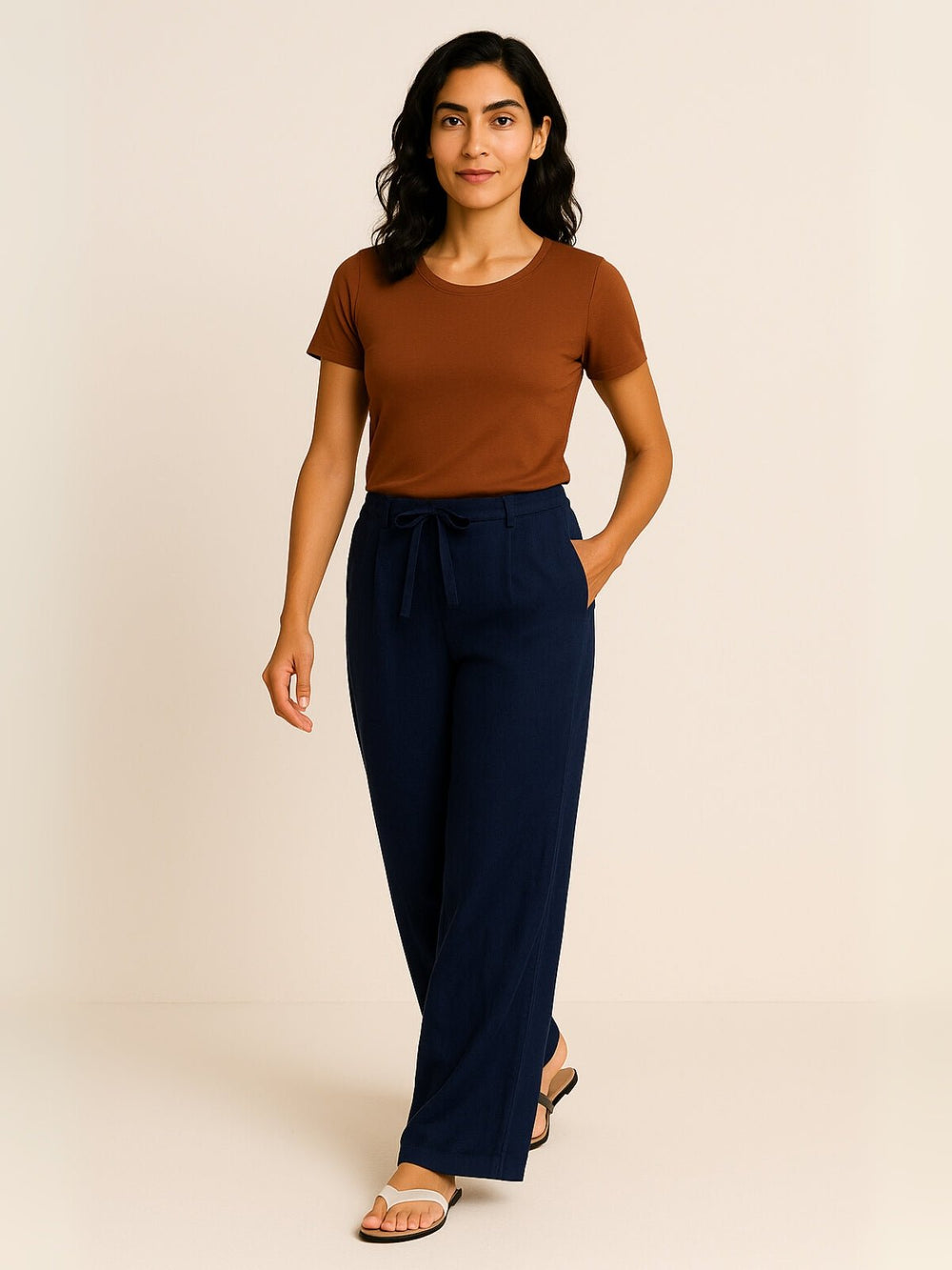 Femme portant Pantalon en lin Nymée | Pantalon en lin droit