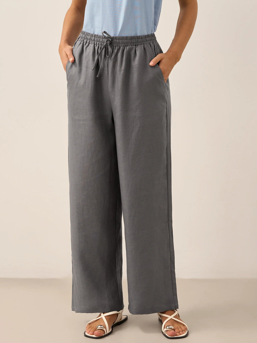 Femme portant Pantalon en lin Nymée | Pantalon en lin droit