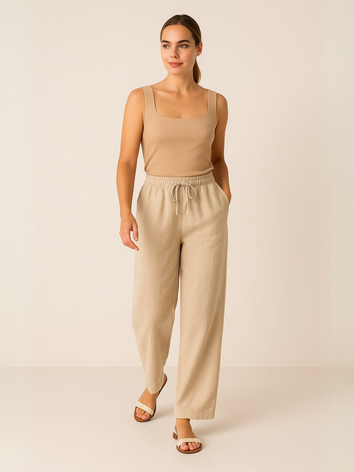 Femme portant Pantalon en lin Nymée | Pantalon en lin droit