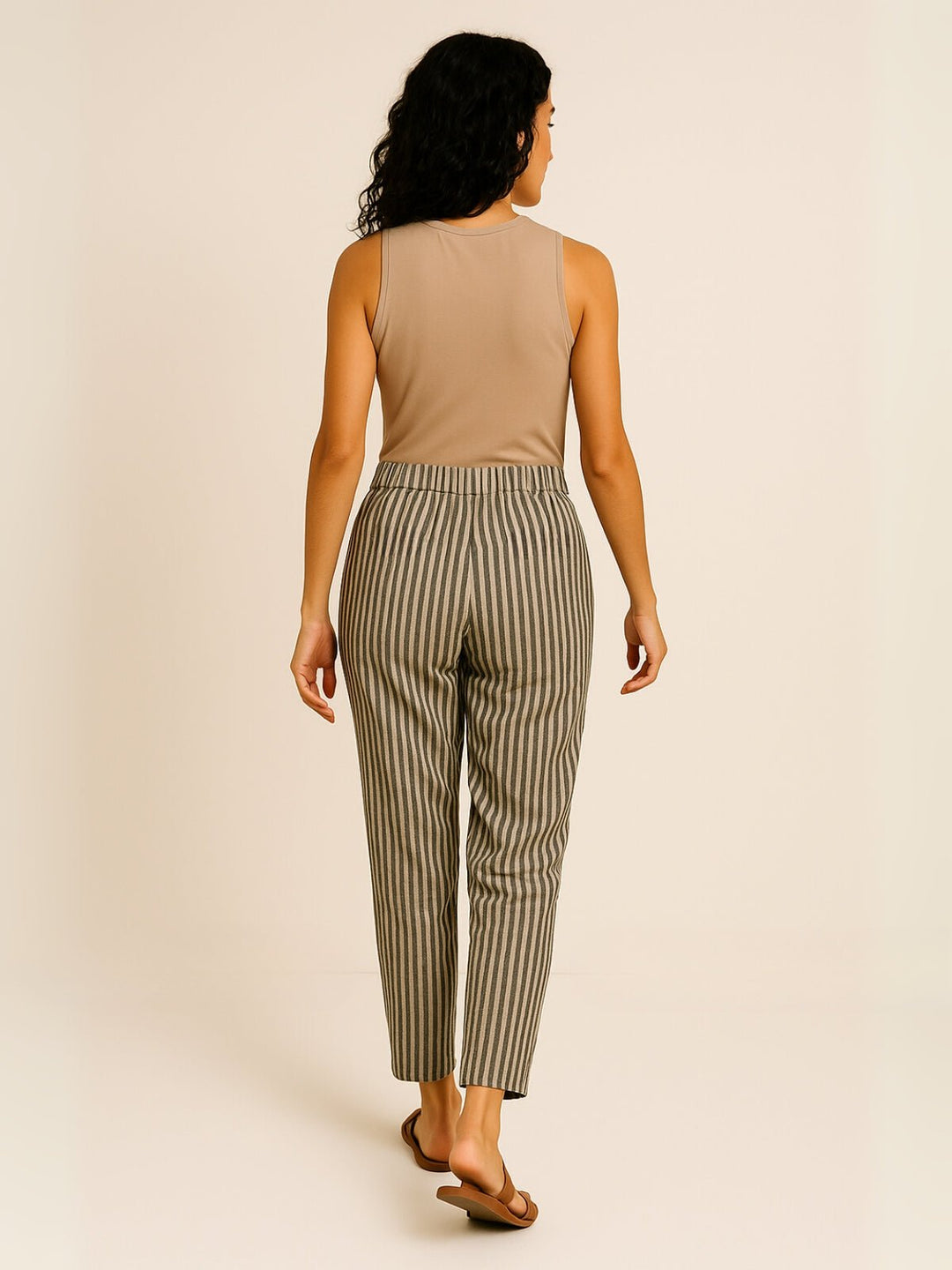 Femme portant Pantalon large Séphara | Pantalon rayé décontracté