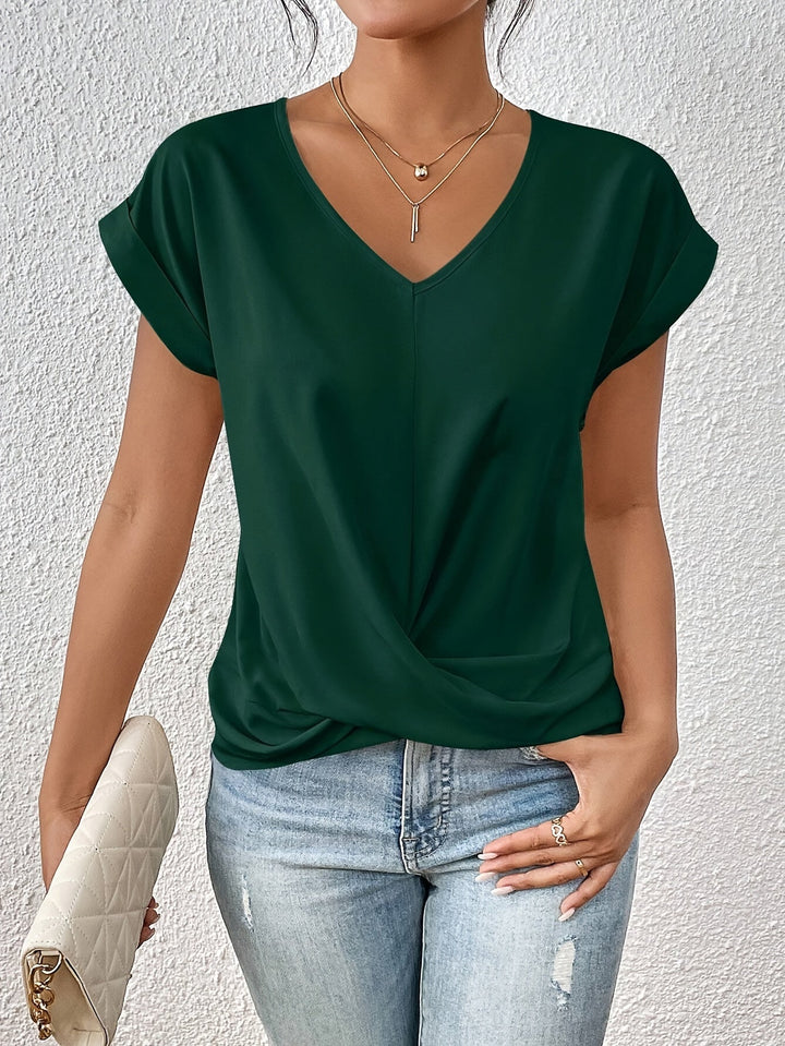 Femme portant Blouse Solélia | Blouse élégante à col cœur