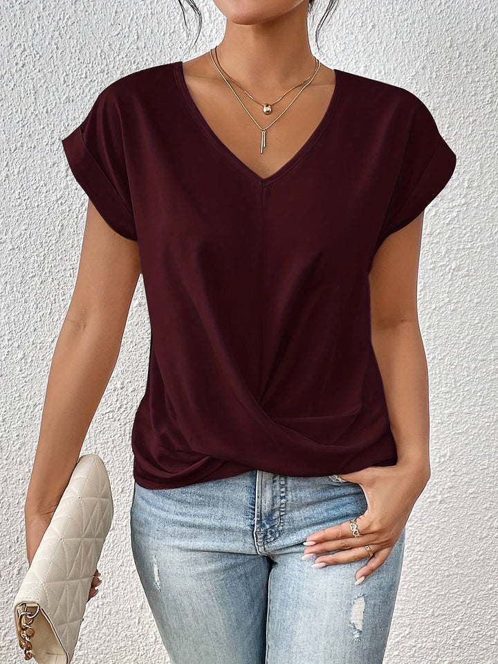 Femme portant Blouse Solélia | Blouse élégante à col cœur